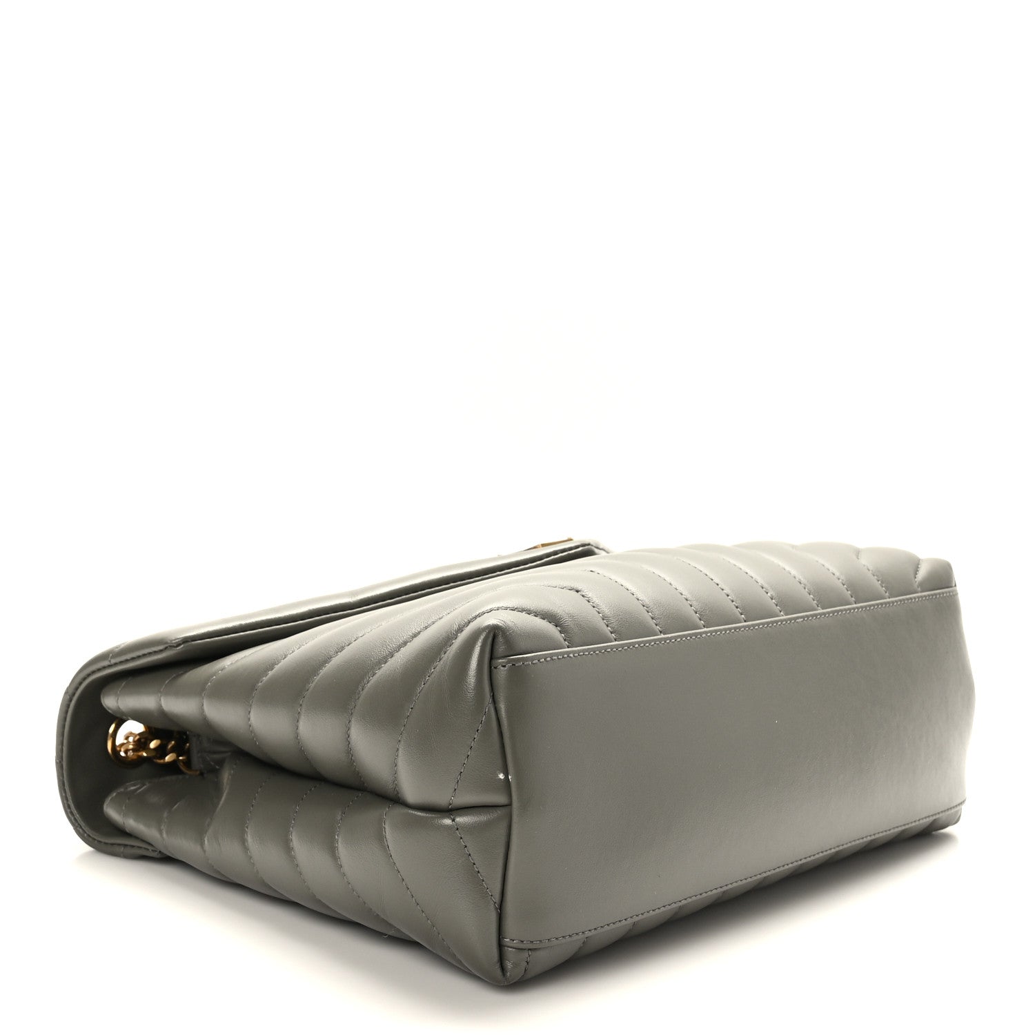 Saint Laurent Calfskin Y Quilted Monogram Medium Loulou Chain Satchel Grey Kaki 4 of 9