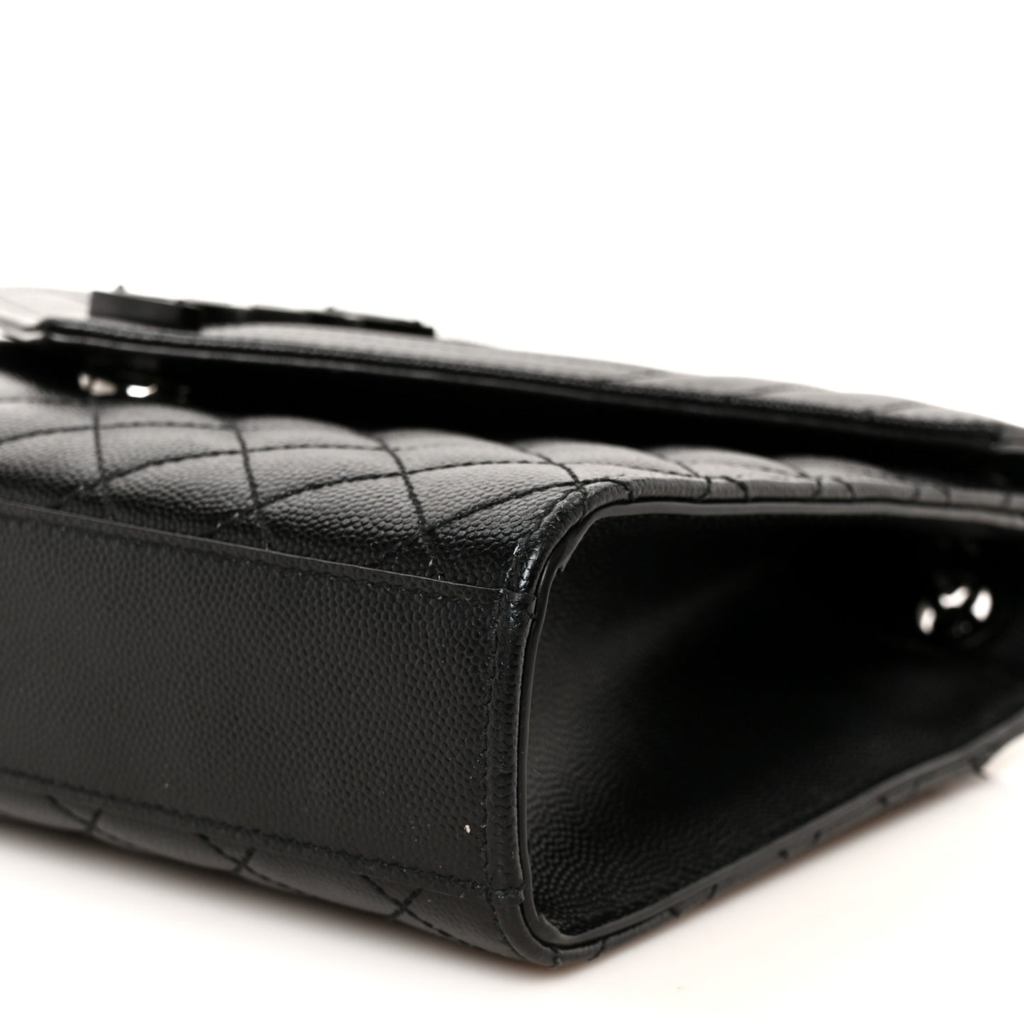 Grain De Poudre Textured Mixed Matelasse Triquilt Medium Monogram Monochrome Satchel Black
