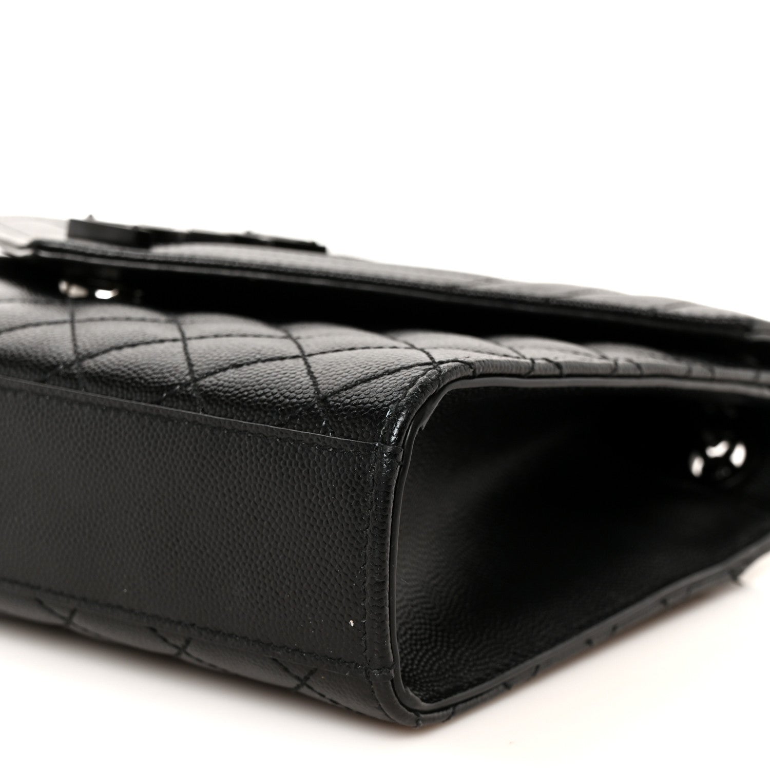 Saint Laurent Grain De Poudre Textured Mixed Matelasse Triquilt Medium Monogram Monochrome Satchel Black 11 of 12