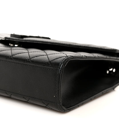 Saint Laurent Grain De Poudre Textured Mixed Matelasse Triquilt Medium Monogram Monochrome Satchel Black 11 of 12