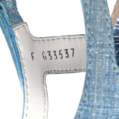 Chanel Fantasy Calfskin Denim Pearl Cork Sandals 39 Blue 8 of 9