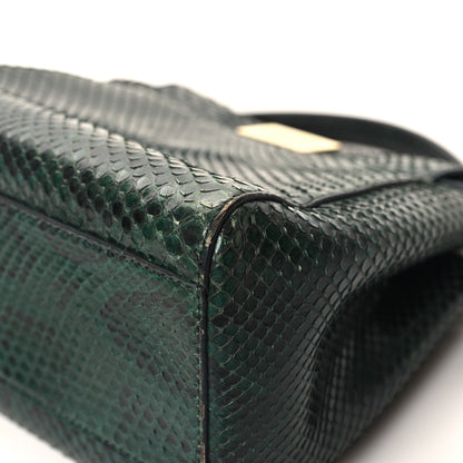 Fendi Snakeskin Shiny Nappa Mini Peekaboo Iconic Satchel Green 13 of 15