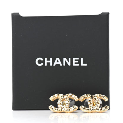 Chanel Metal Textured CC Earrings Gold 5 of 5