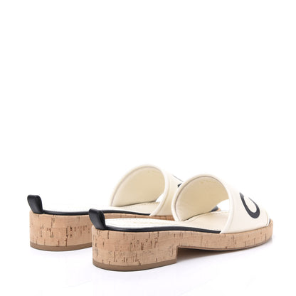 Chanel Lambskin CC Mules 38 Ivory Black 4 of 9