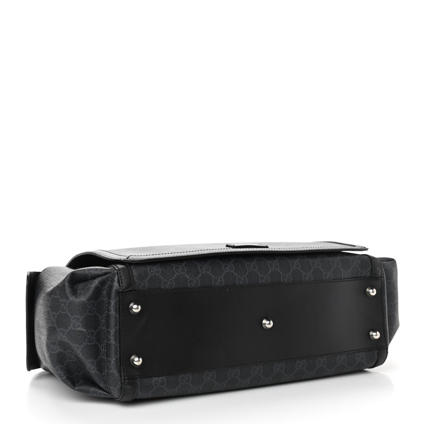 GG Supreme Monogram Web Messenger Diaper Bag Black Grey