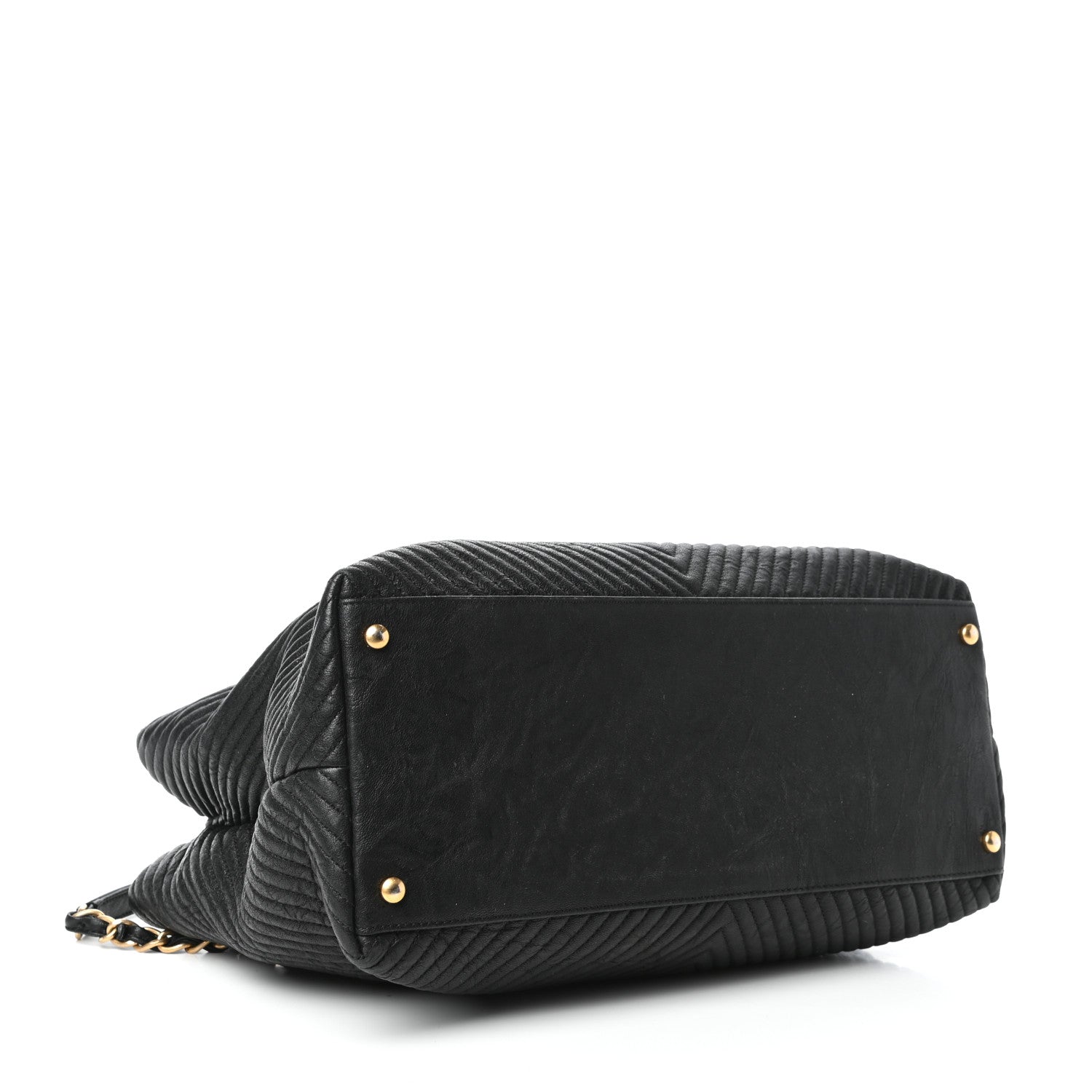 Chanel Wrinkled Lambskin Chevron Quilted Surpique Tote Black 4 of 9