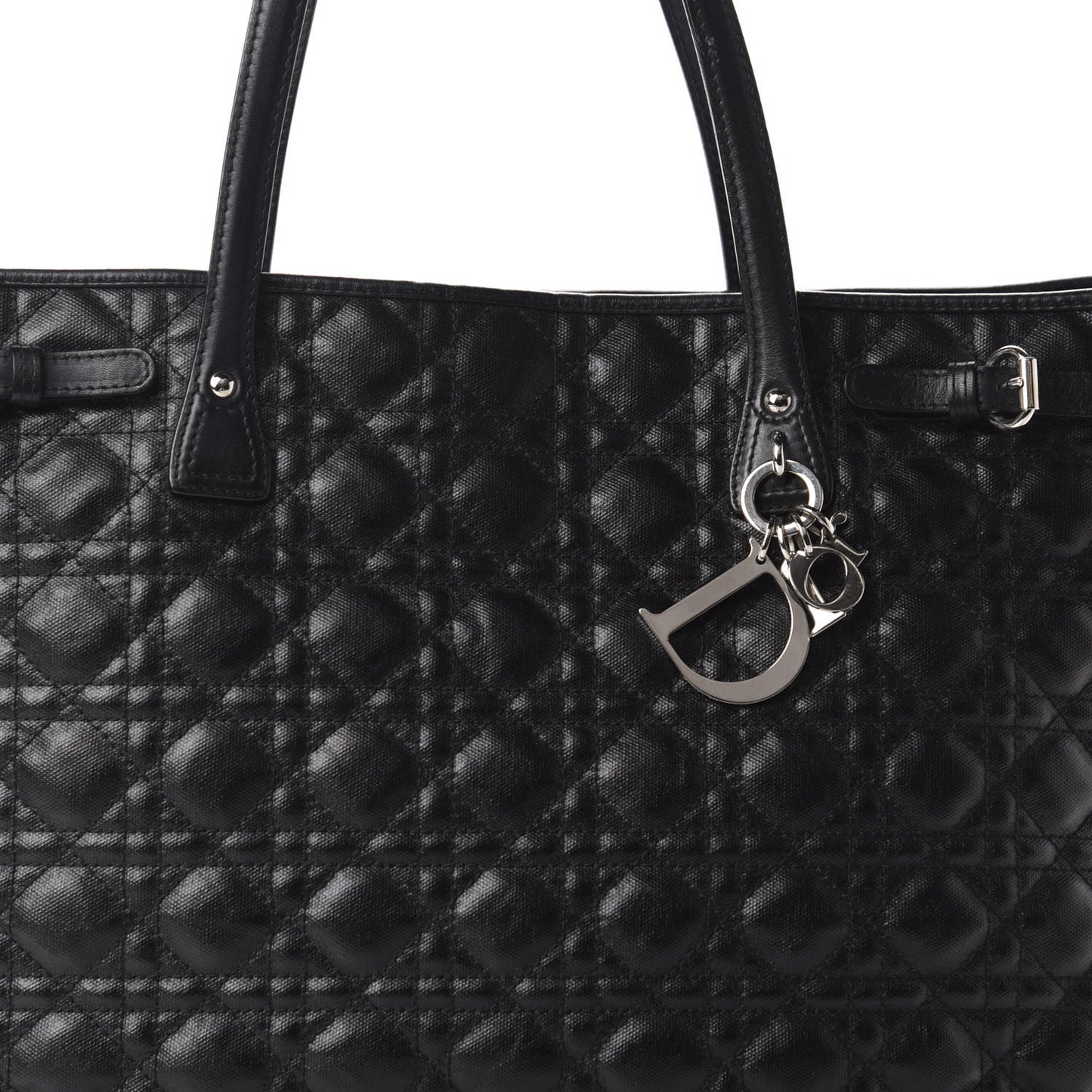 Coated Canvas Cannage Large Panarea Tote Black