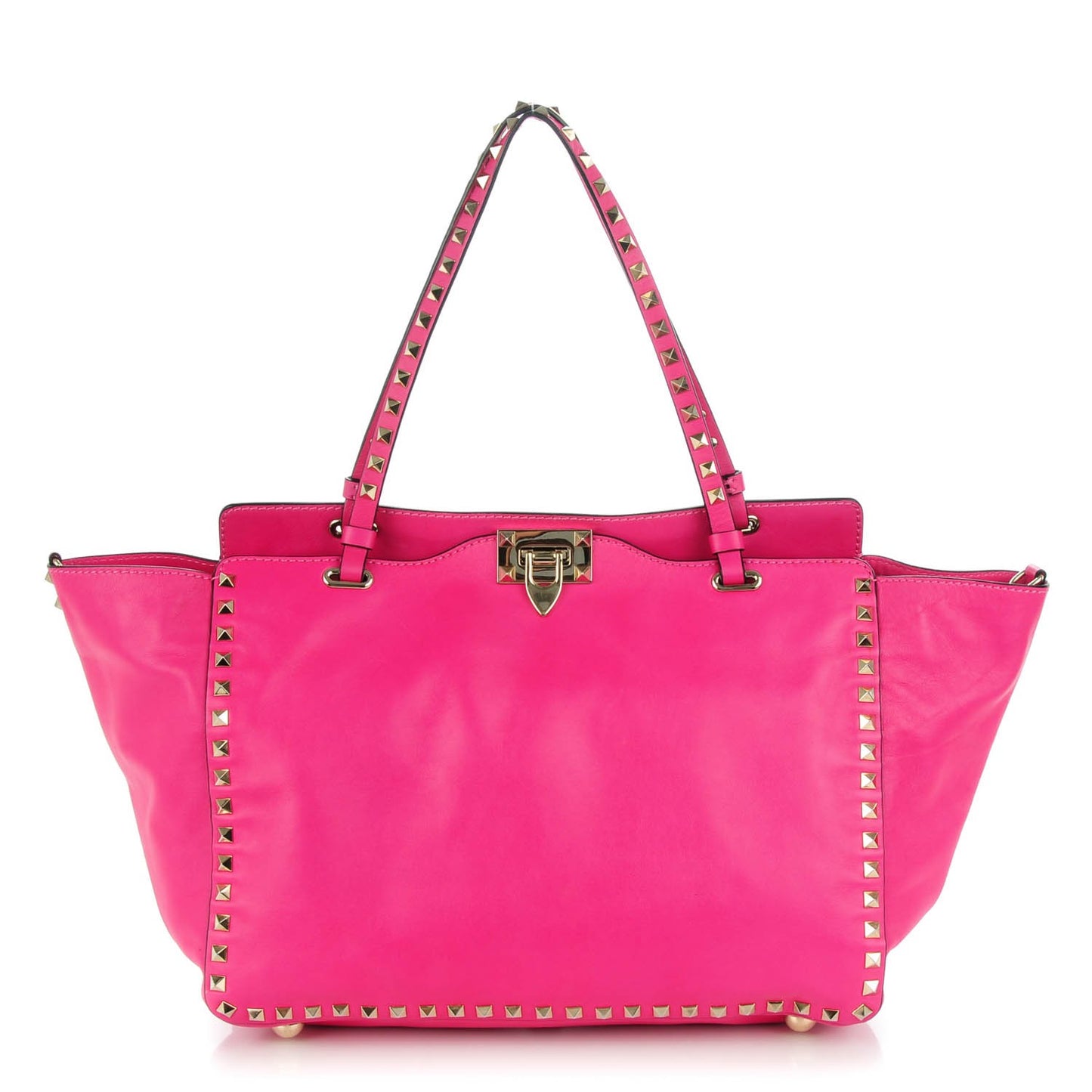 Vitello Medium Rockstud Tote Pop Fuxia