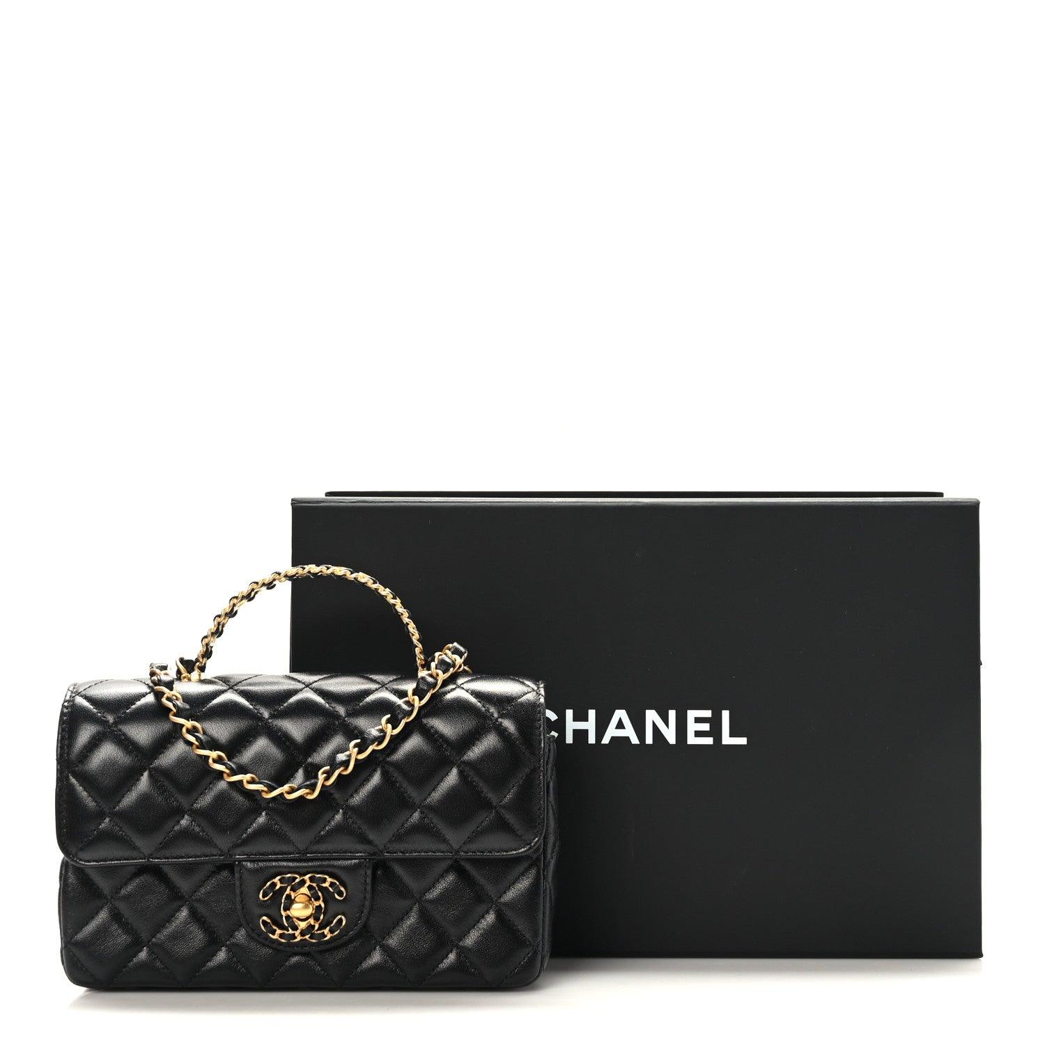 Chanel Lambskin Quilted Mini Strass On Top Flap Black 10 of 10