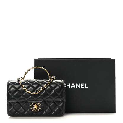 Chanel Lambskin Quilted Mini Strass On Top Flap Black 10 of 10