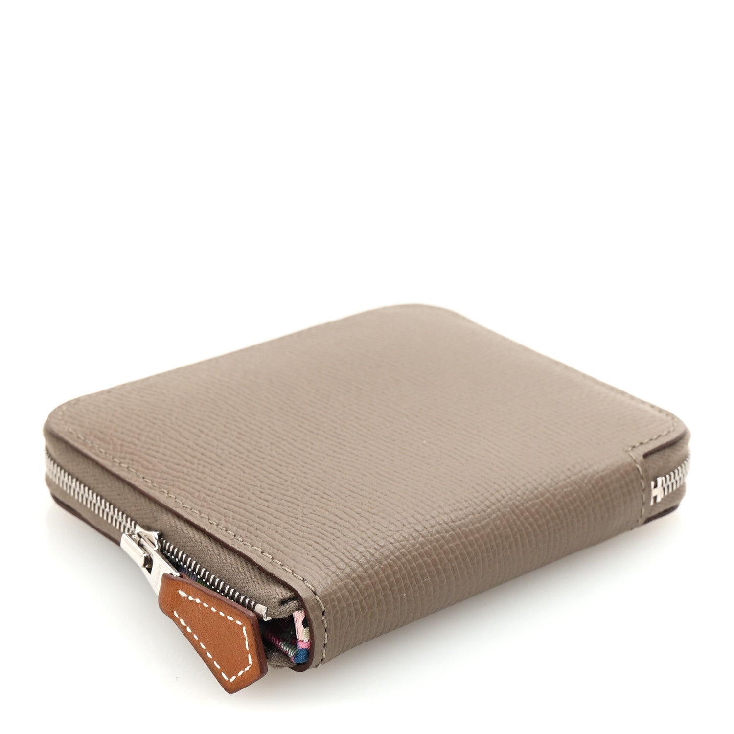 Hermes Epsom Silk'in Compact Wallet Etoupe Cassis Vert Fizz 4 of 7