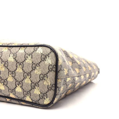 Gucci Soft GG Supreme Monogram Bees Small Crossbody Tote Beige Oro Black 9 of 11
