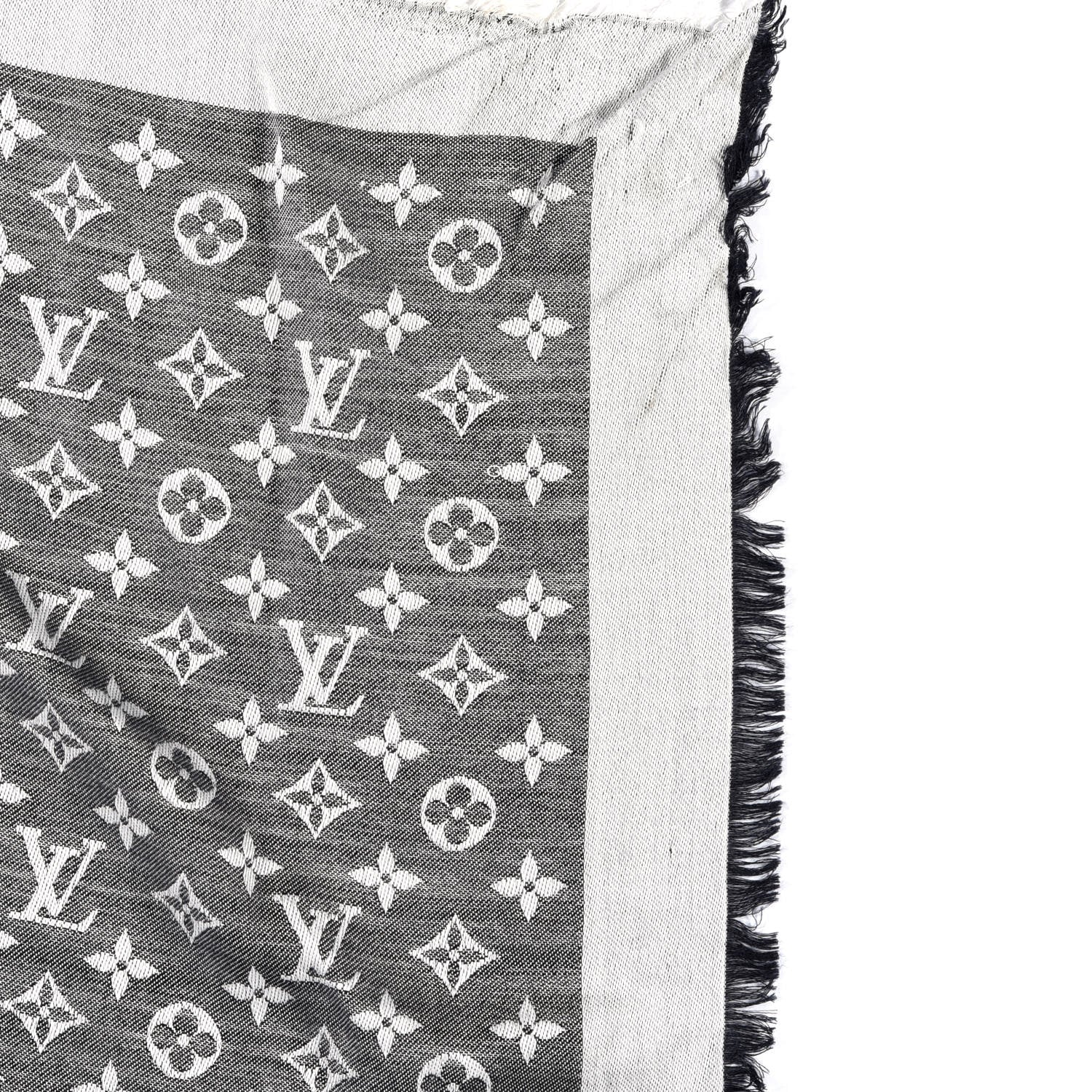 Louis Vuitton Silk Wool Monogram Denim Shawl Black 4 of 5