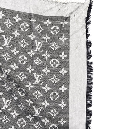 Louis Vuitton Silk Wool Monogram Denim Shawl Black 4 of 5