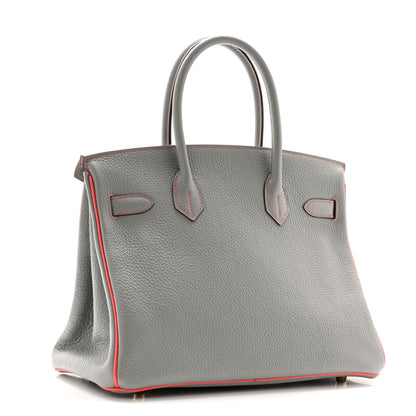 Hermes Togo Horseshoe Birkin 30 Gris Mouette Feu 3 of 11
