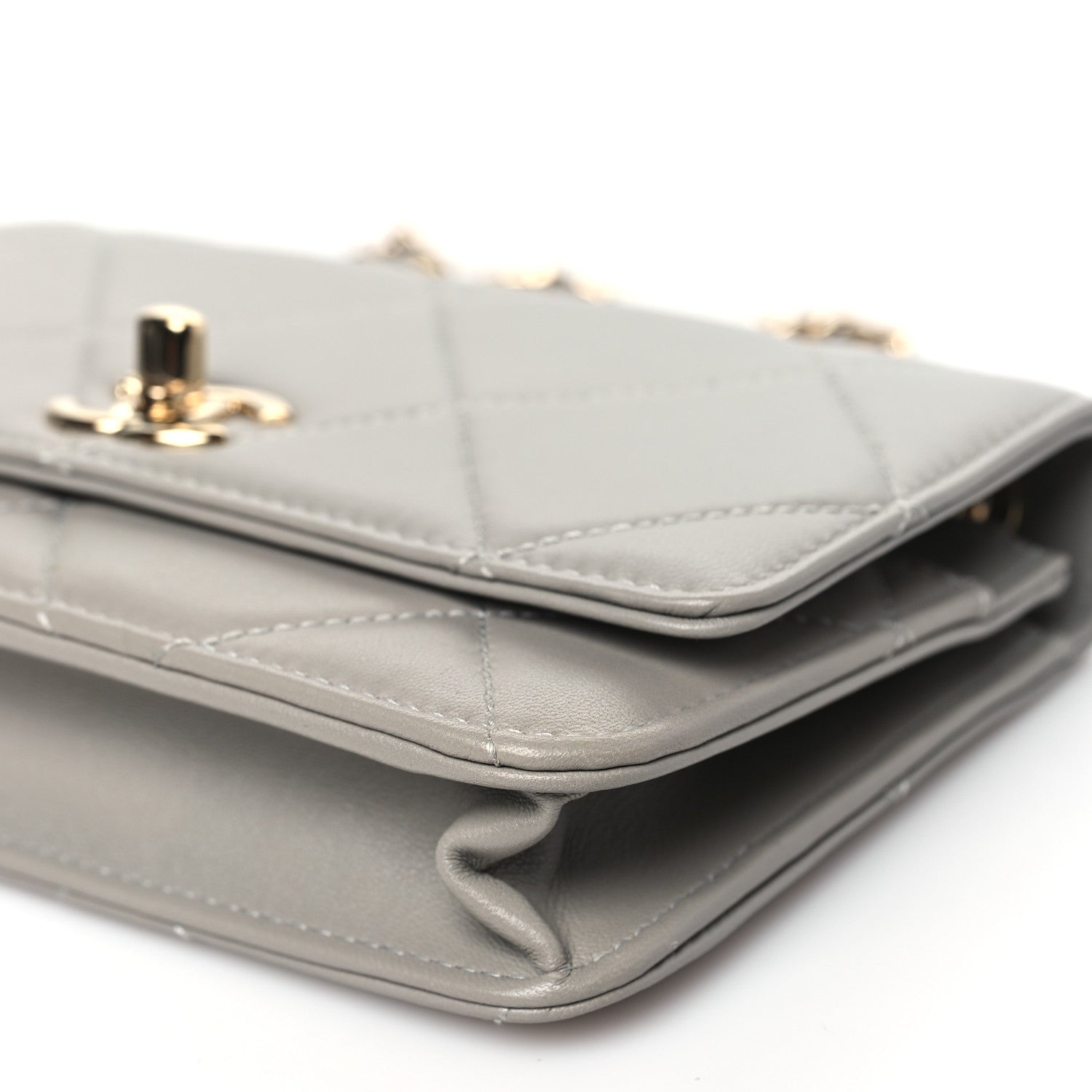 Chanel Lambskin Quilted Trendy CC Wallet On Chain WOC Grey 11 of 11