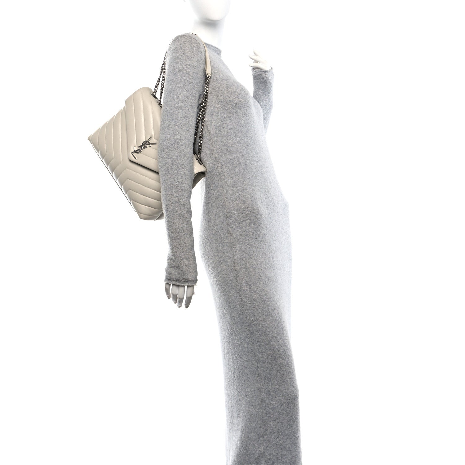 Saint Laurent Calfskin Y Quilted Monogram Medium Loulou Chain Satchel Blanc Vintage 2 of 11