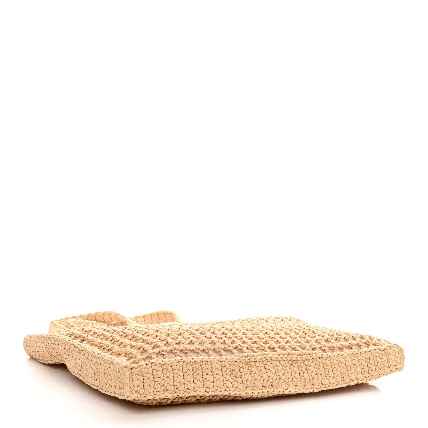 Yarn Raffia Effect Crochet Logo Embroidered Tote Bag Naturale