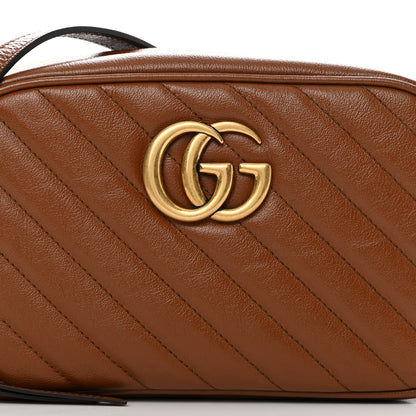 Gucci Glazed Calfskin Matelasse Diagonal Small GG Marmont Chain Shoulder Bag Cuir 8 of 11