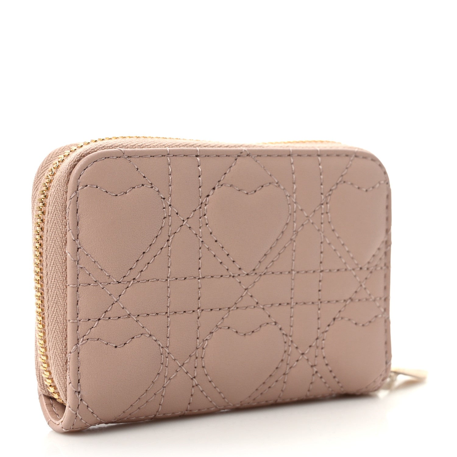 Christian Dior Lambskin Cannage Dioramour Small Lady Dior Voyageur Coin Purse Wallet Pink 3 of 7