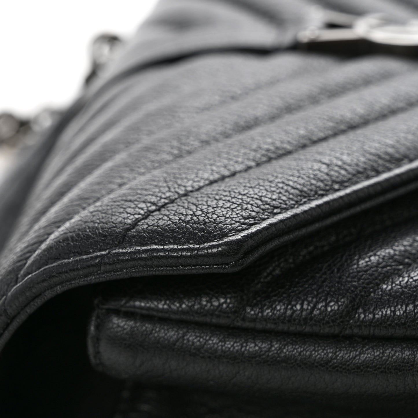 Sheepskin Matelasse Chevron Monogram Medium College Bag Black