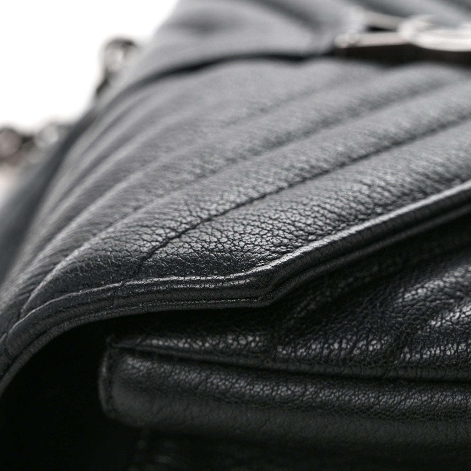 Saint Laurent Sheepskin Matelasse Chevron Monogram Medium College Bag Black 14 of 14