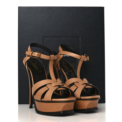 Saint Laurent Calfskin Tribute 105 Platform Sandals 35.5 Cognac 10 of 10