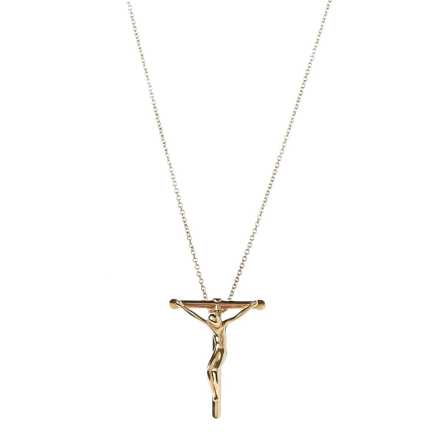 18K Yellow Gold Elsa Peretti Crucifix Pendant Necklace
