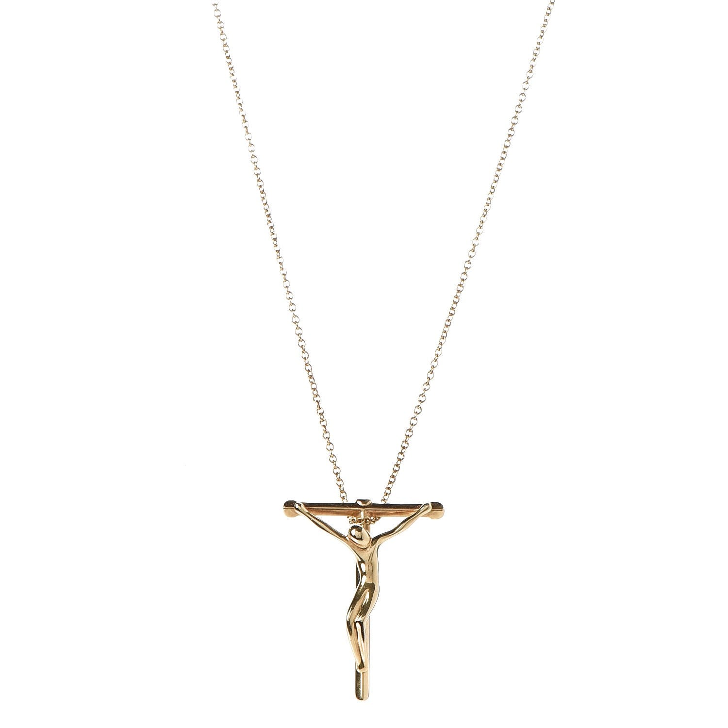 Tiffany 18K Yellow Gold Elsa Peretti Crucifix Pendant Necklace 1 of 11
