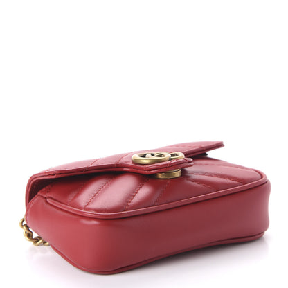 Gucci Calfskin Matelasse GG Marmont 2.0 Coin Purse On A Chain Hibiscus Red 4 of 10