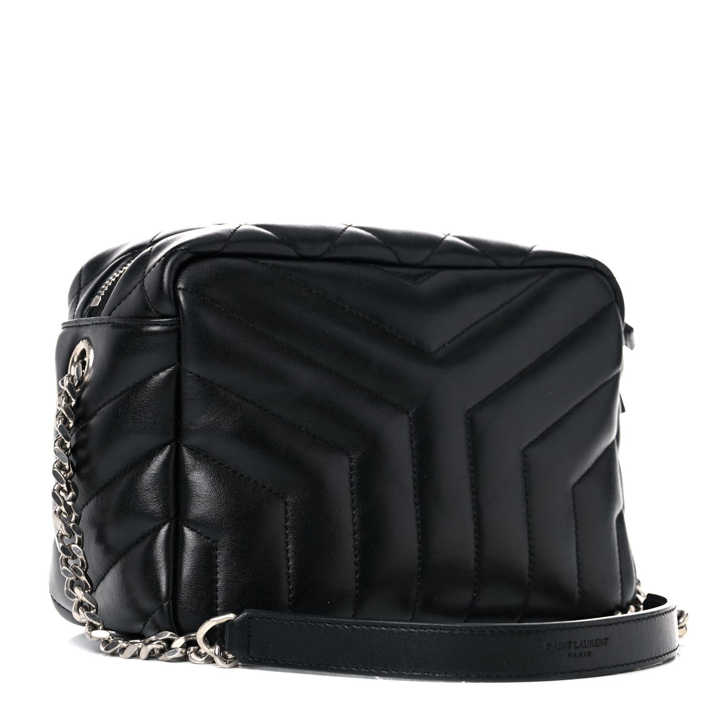 Calfskin Y Quilted Monogram Small Loulou Bowling Bag Black