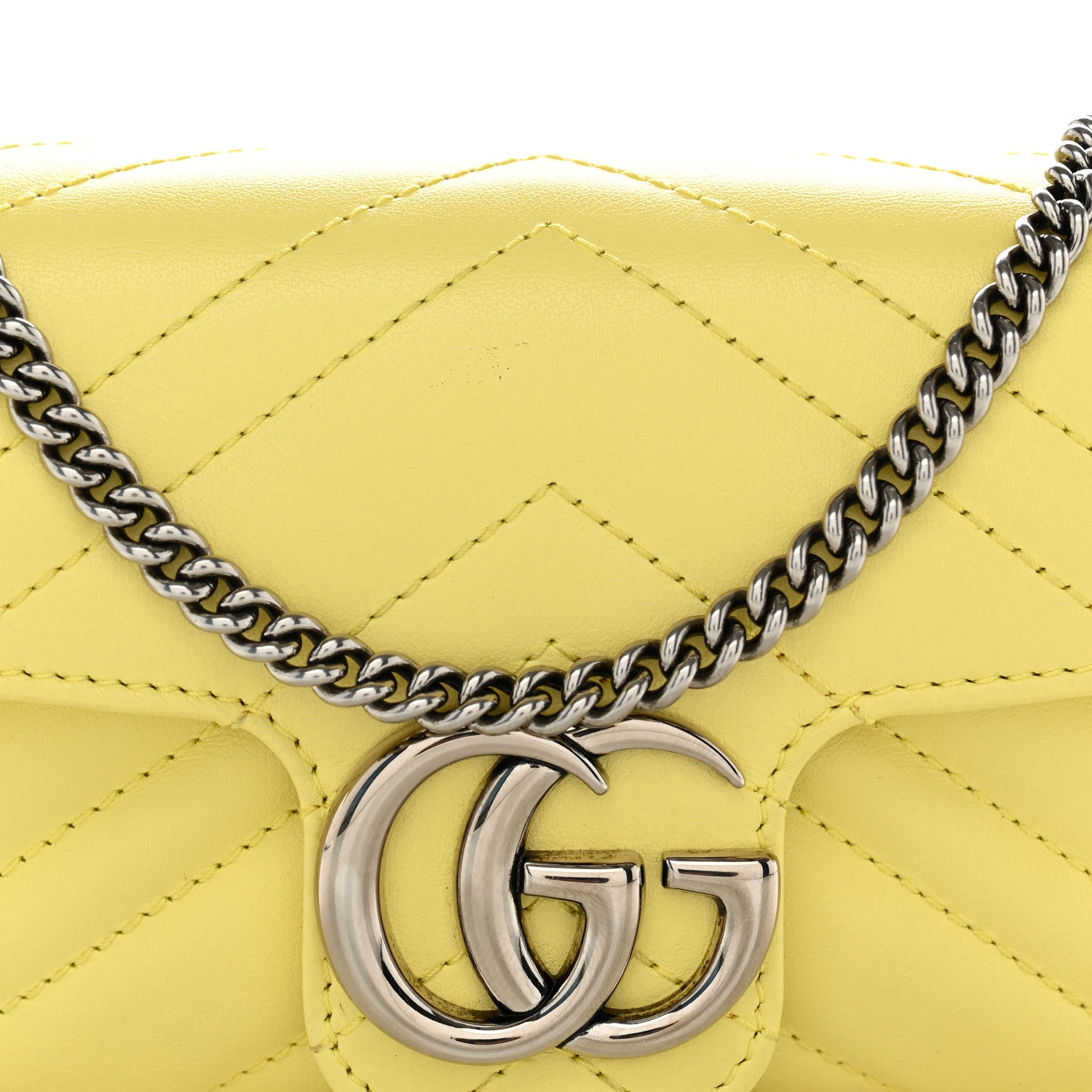 Gucci Calfskin Matelasse Super Mini GG Marmont Shoulder Bag Banana 7 of 10
