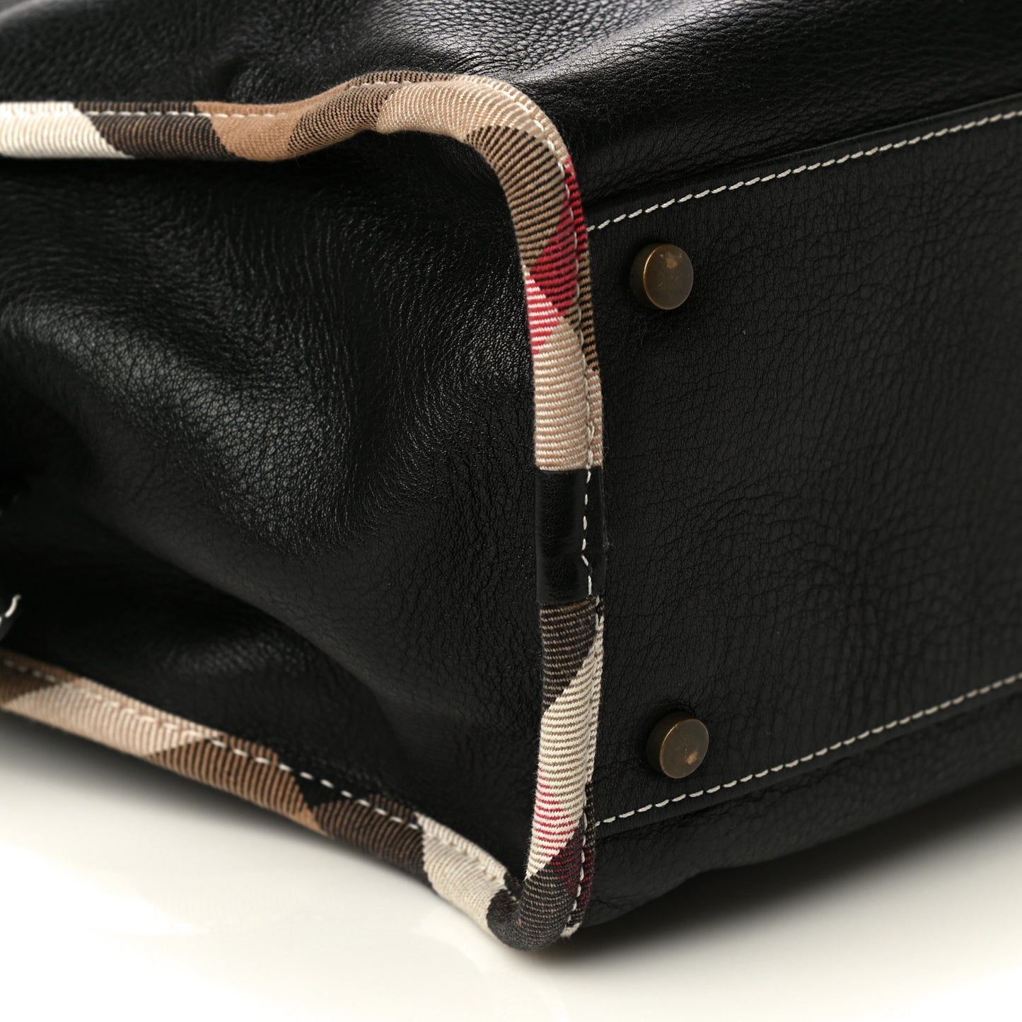 Grainy Calfskin Nova Check Tote Black