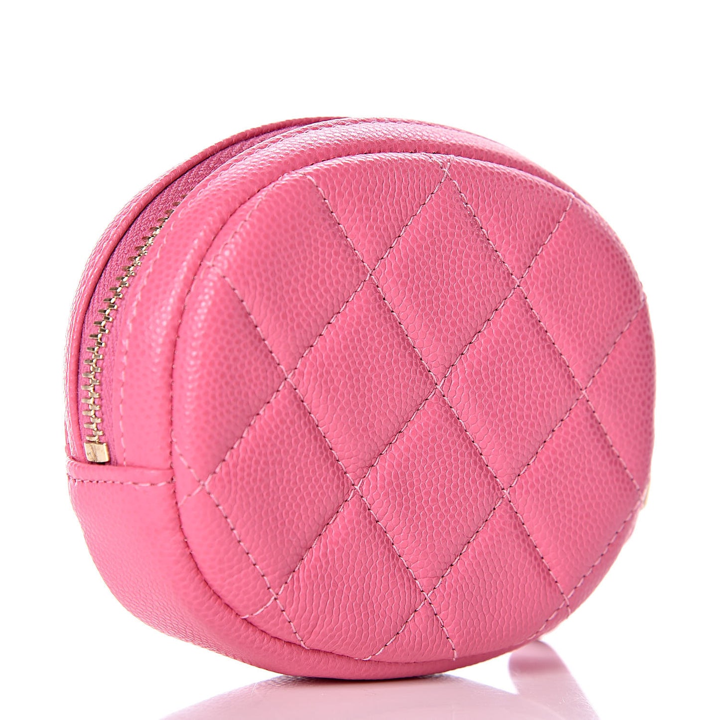 Iridescent Caviar Quilted Zip Around Classic Coin Purse Pink