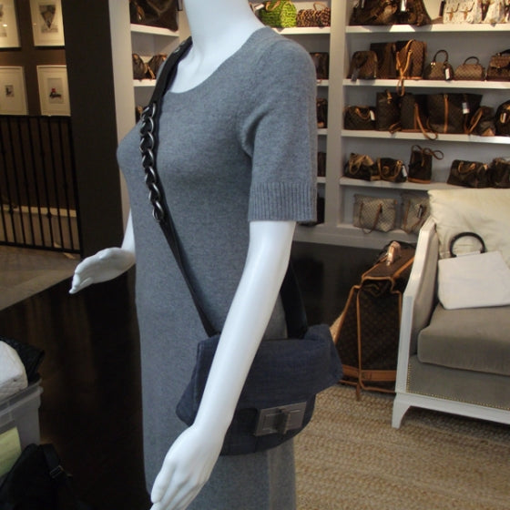 Chanel Denim Jersey Stitched Mademoiselle Messenger Bag 2 of 9