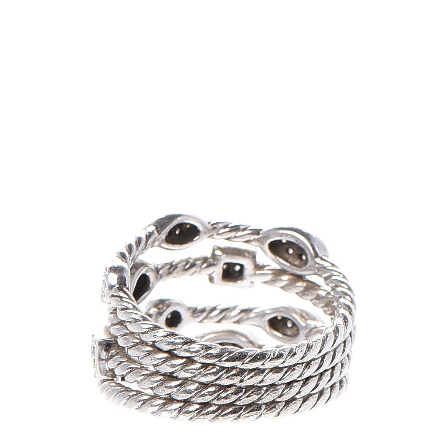 Sterling Silver Diamond Confetti 4 Row Ring 54.5 7