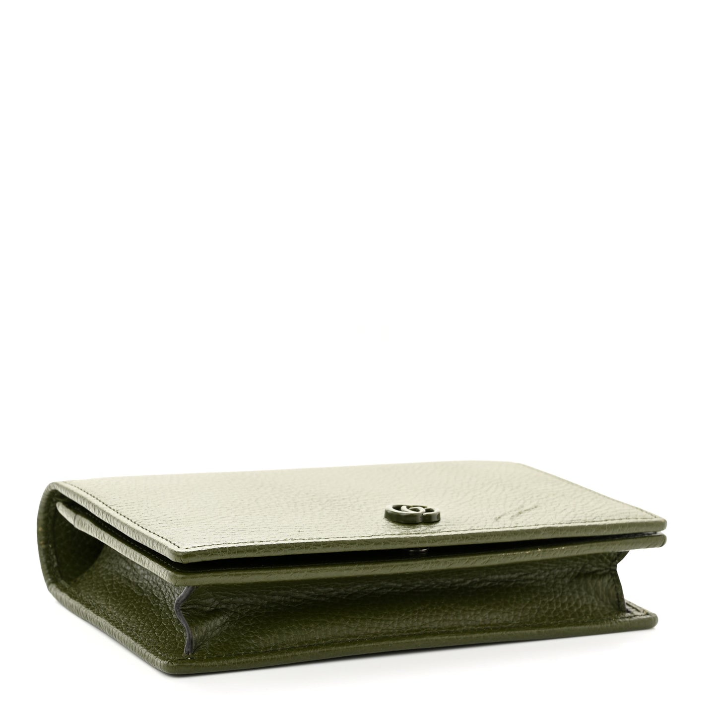 Dollar Calfskin Enamel Monochrome Mini GG Marmont Chain Wallet Military Wood