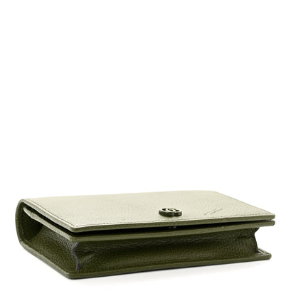 Gucci Dollar Calfskin Enamel Monochrome Mini GG Marmont Chain Wallet Military Wood 4 of 11