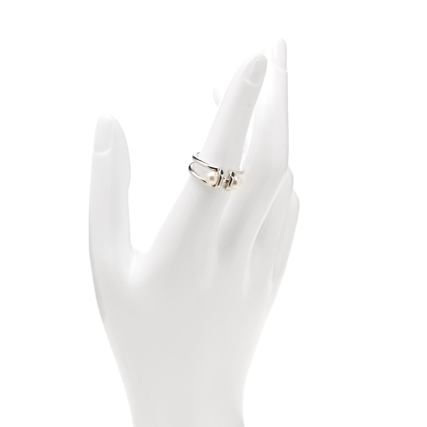 Sterling Silver Pearl HardWear Double Pearl Ring 54 7