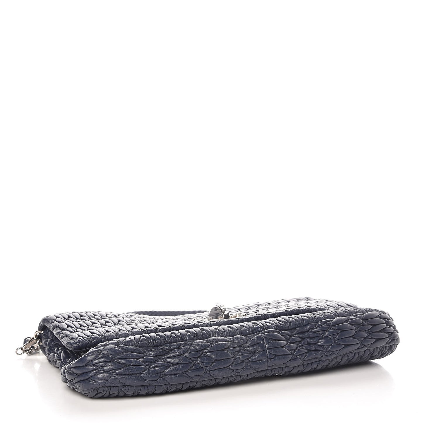 Nappa Matelasse Crystal Flap Clutch Bleuette