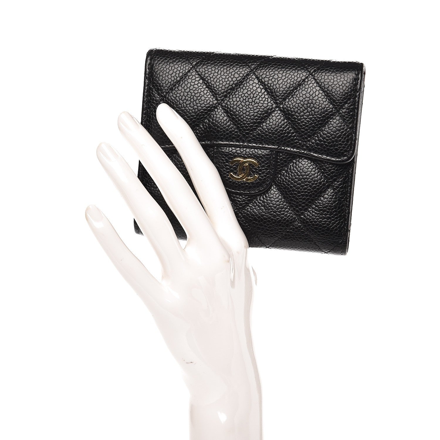 Chanel Caviar Quilted Compact Flap Wallet Black 2 of 9