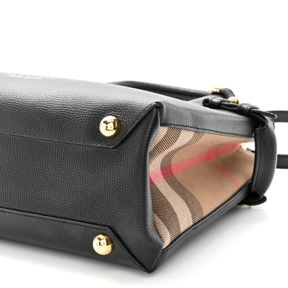 Burberry Grainy Calfskin House Check Small Banner Tote Black 9 of 9