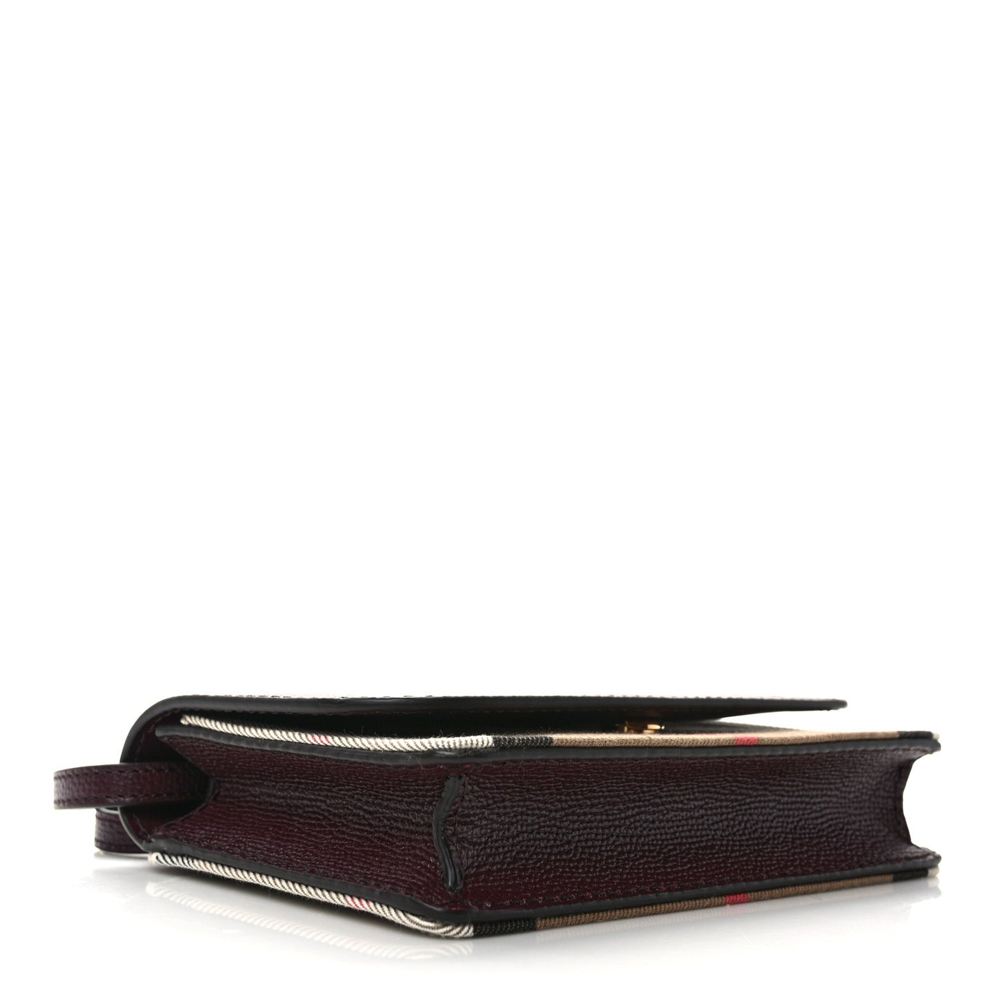 Grained Calfskin House Check Tartan Mix Hampshire Wallet On Chain Burgundy