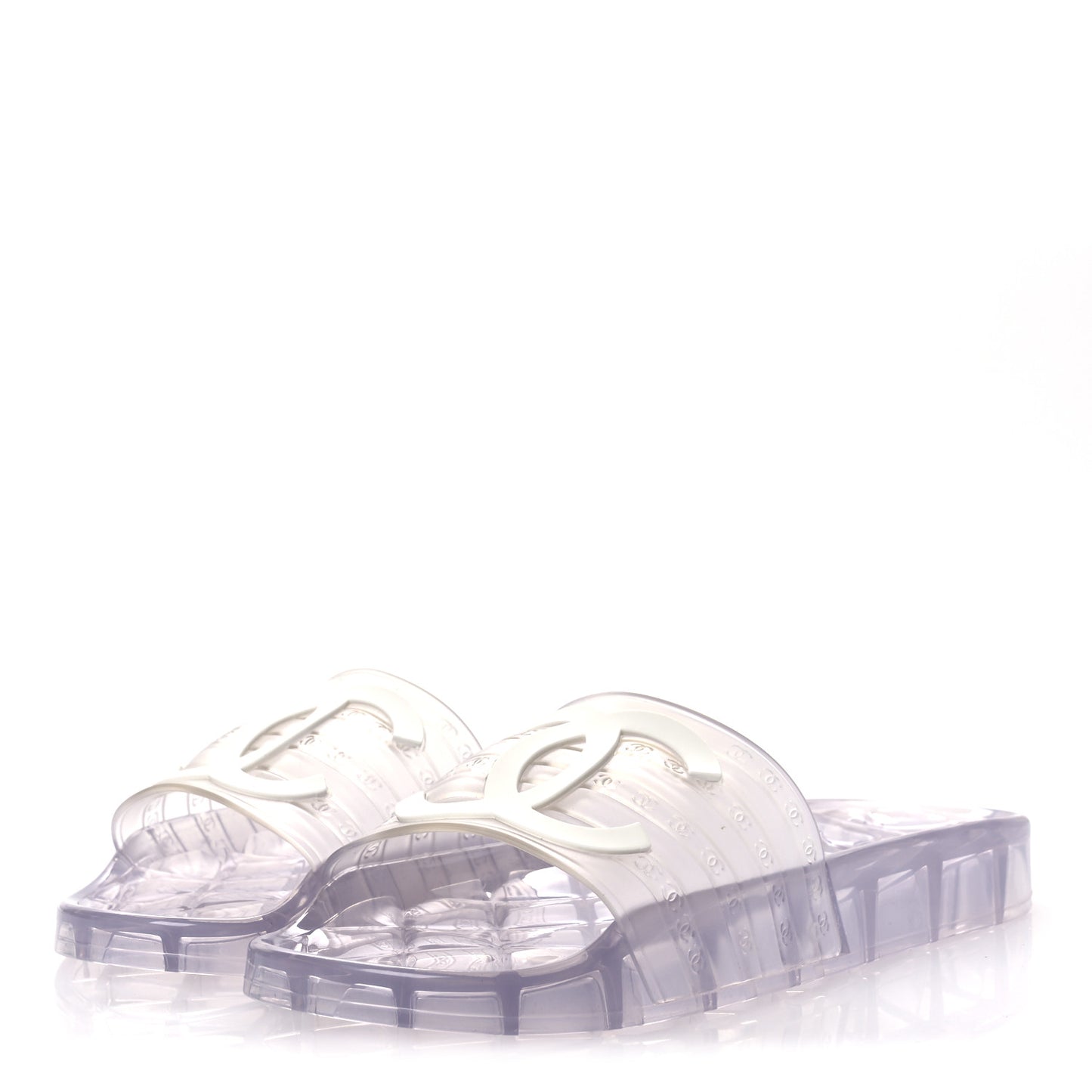 PVC Transparent CC Flat Slide Sandals 38 White