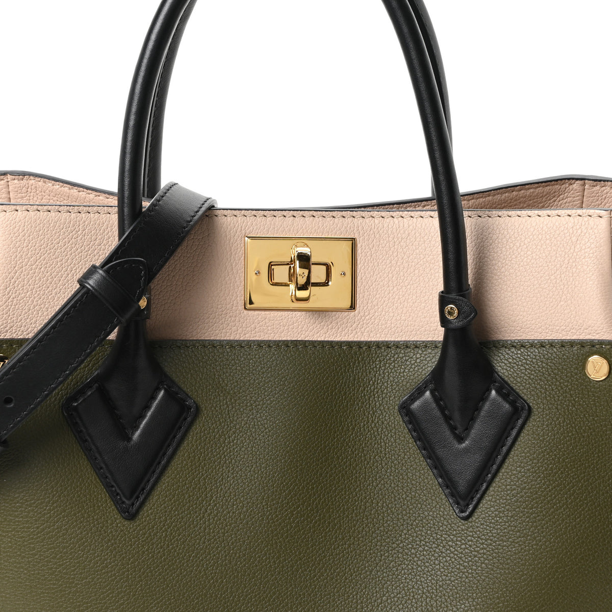 Louis Vuitton Calfskin Monogram On My Side MM Laurier Green Toffee 