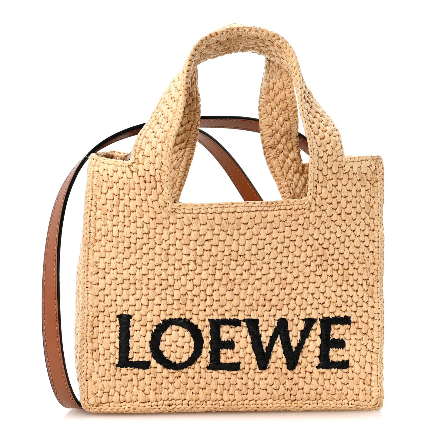 Raffia Paula's Ibiza Small Font Tote Natural Tan
