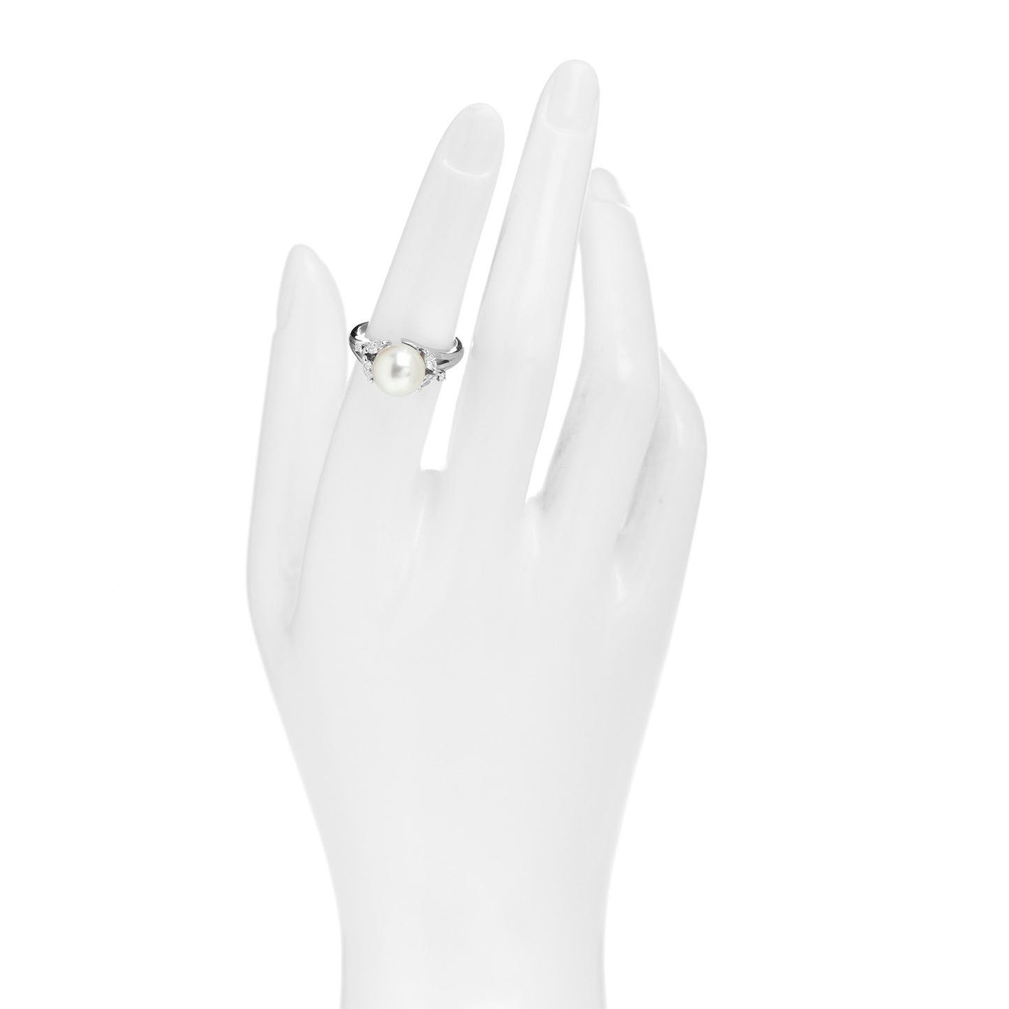Platinum Diamond Akoya Pearl 9mm Ring 53 6.25