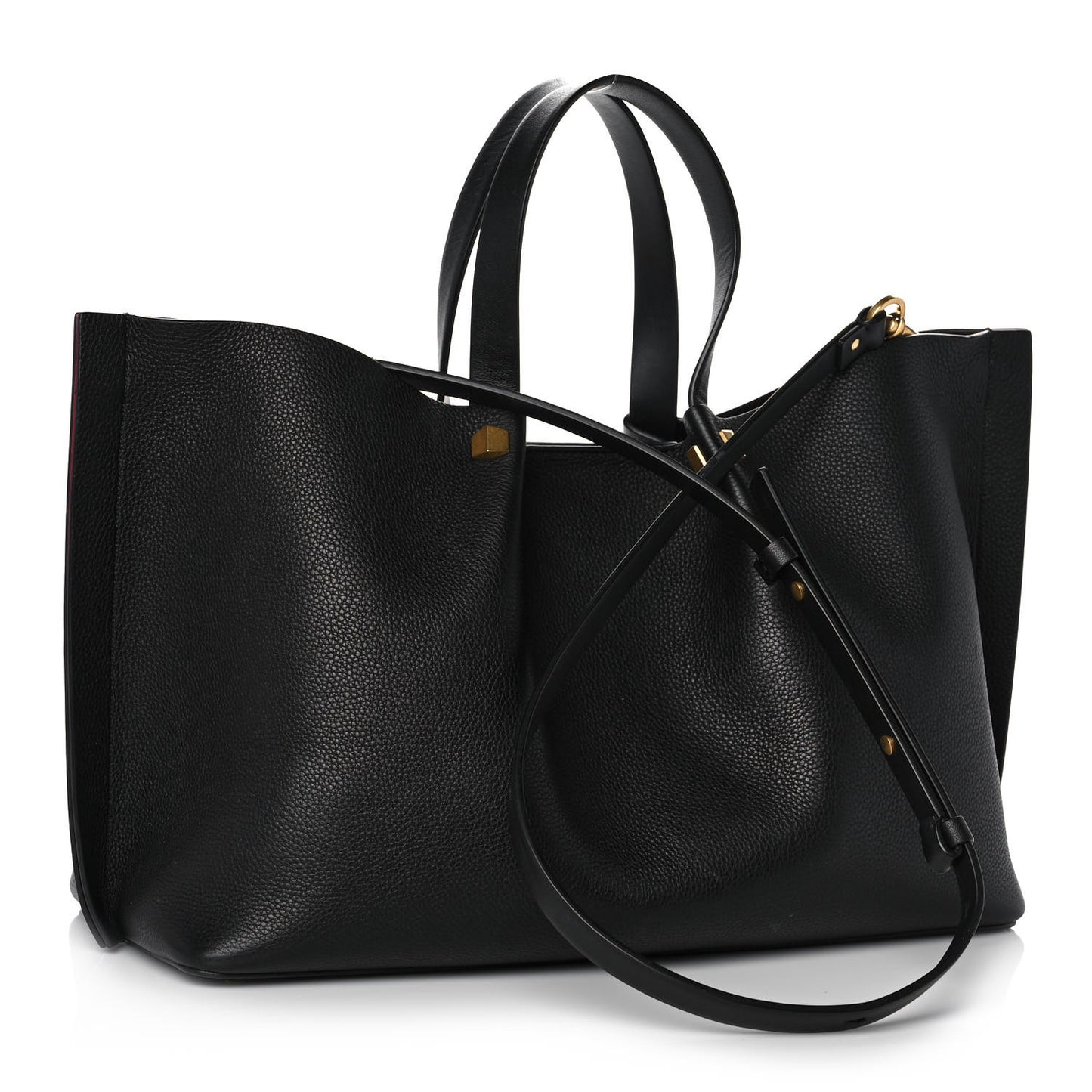 Grainy Calfskin Medium VLogo Escape Shopper Black
