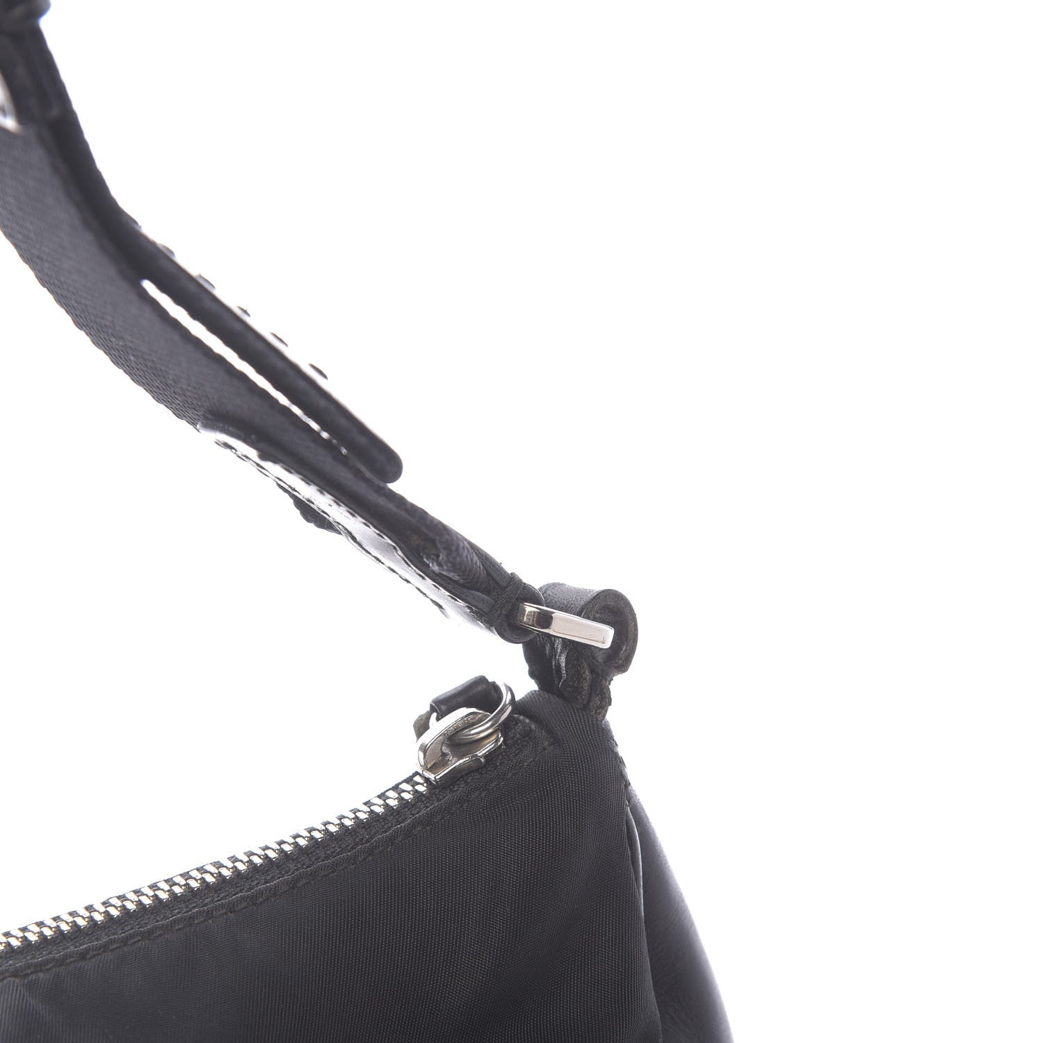 Prada Tessuto Nylon Soft Calf Shoulder Bag Black 11 of 13