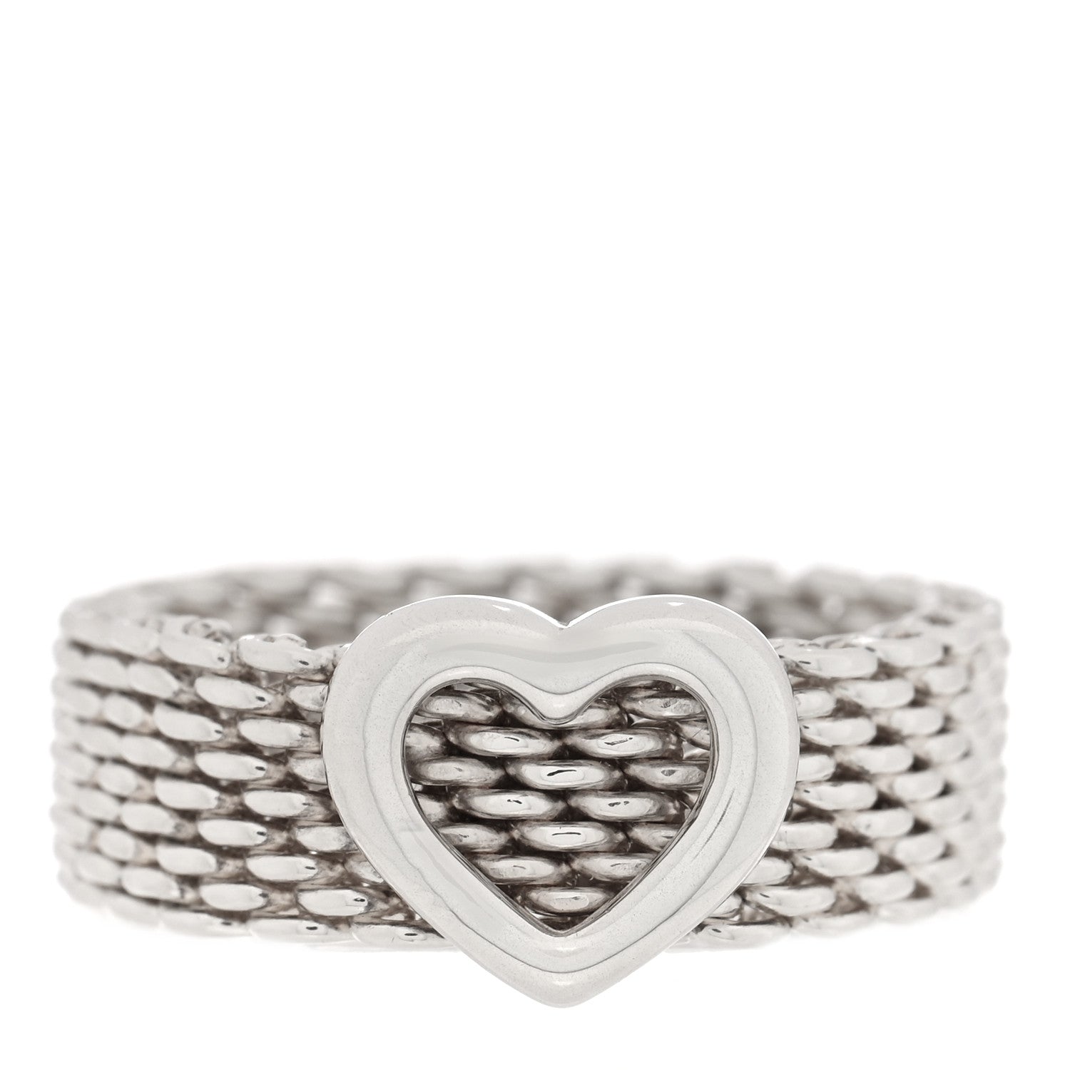Tiffany Sterling Silver Somerset Mesh Heart Ring 52 6 1 of 4